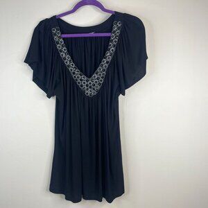 Soprano Top Womens 2X‎ Beaded Flutter Sleeve Pullover Tunic Casual Party Travel